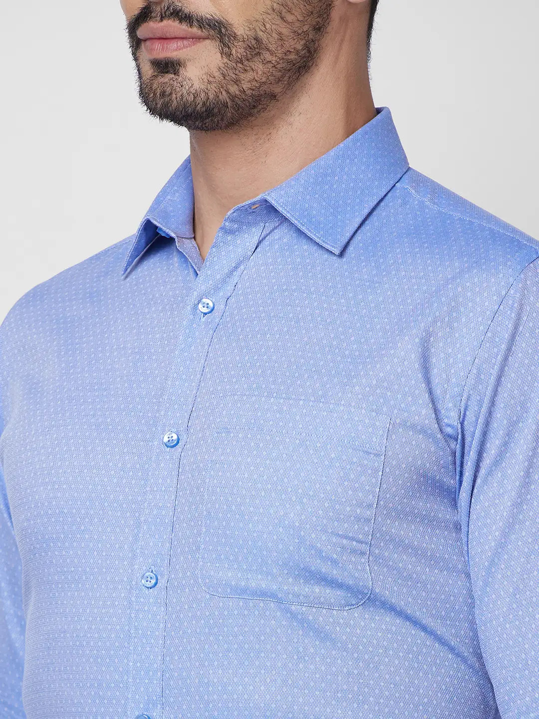 Raymond Men Blue Structure Slim Fit Cotton Shirt