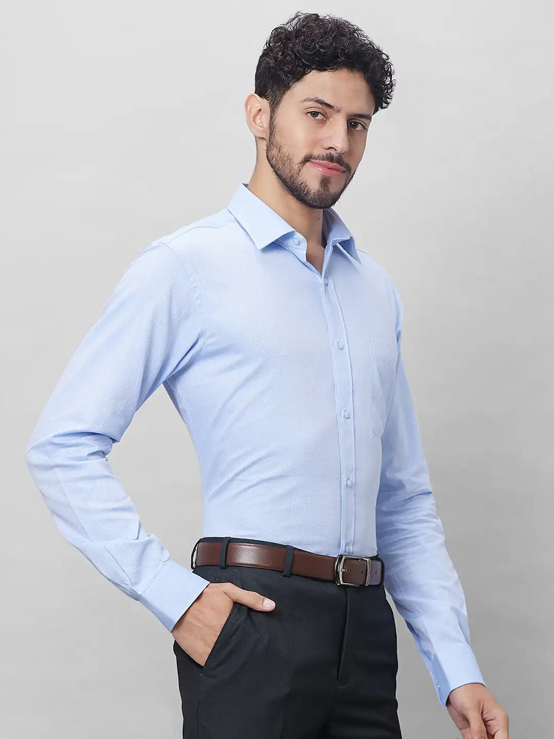 Raymond Men Green Structure Slim Fit Cotton Shirts