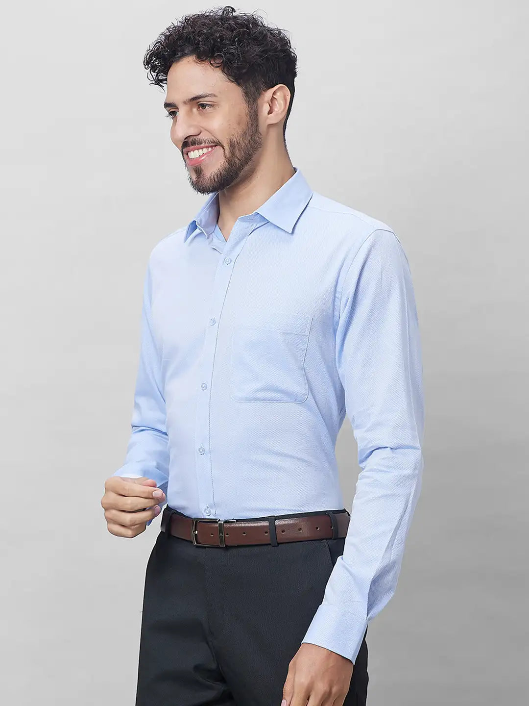 Raymond Men Green Structure Slim Fit Cotton Shirts