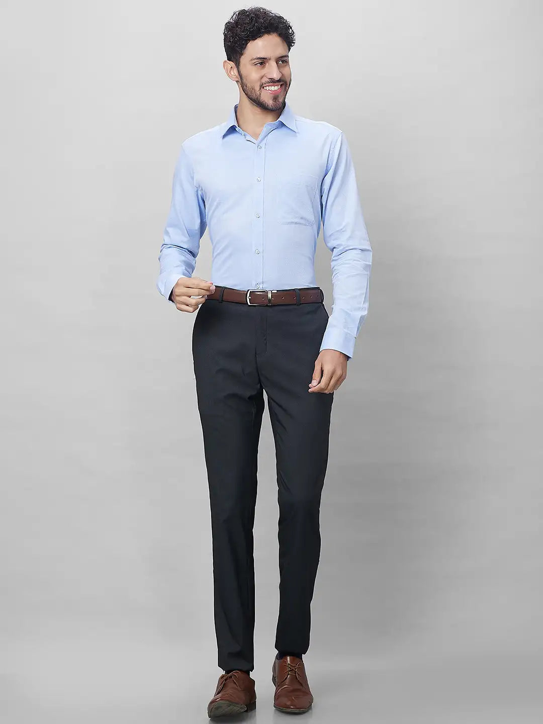 Raymond Men Green Structure Slim Fit Cotton Shirts