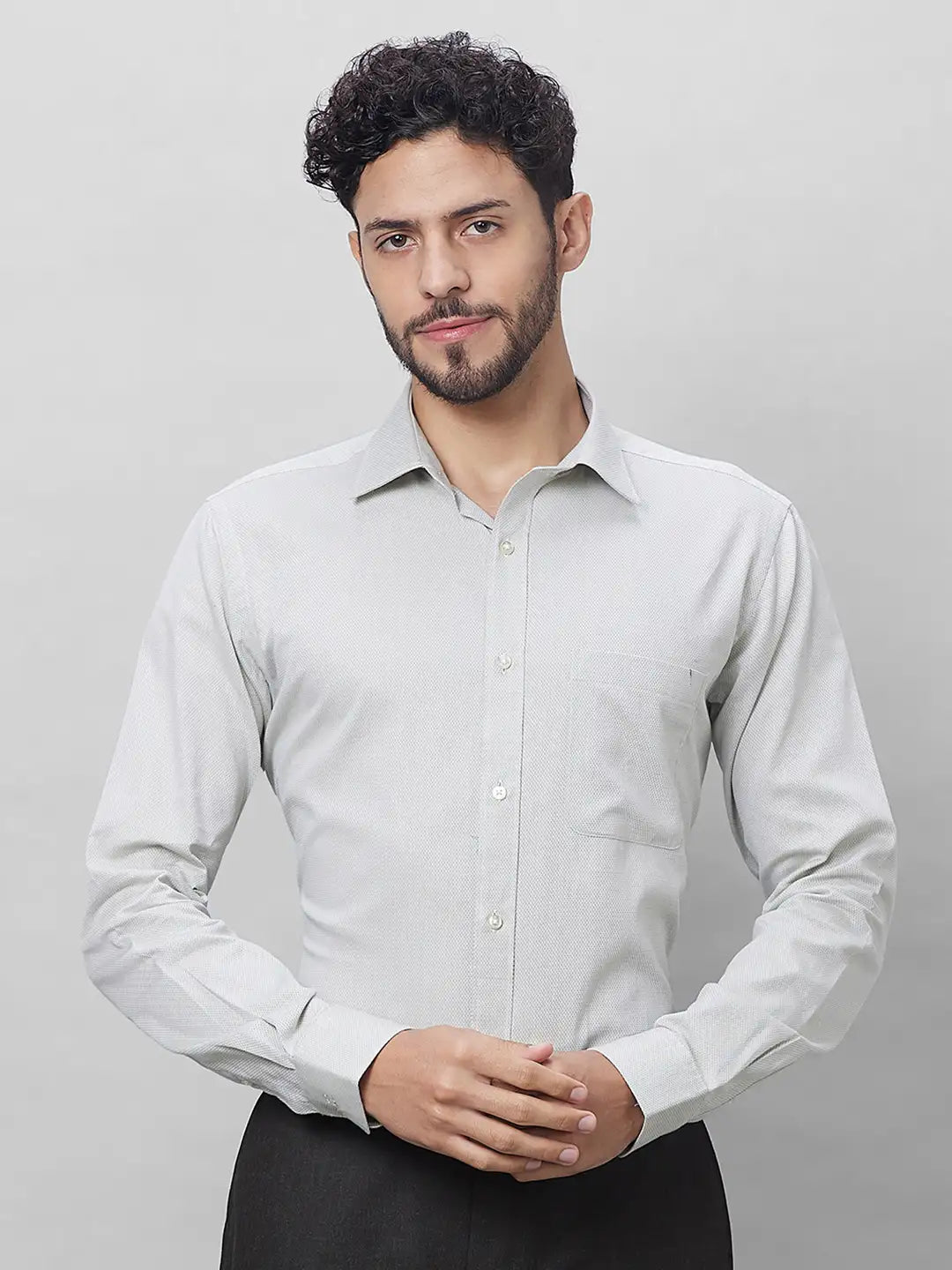 Raymond Men Petrol Structure Slim Fit Cotton Shirts