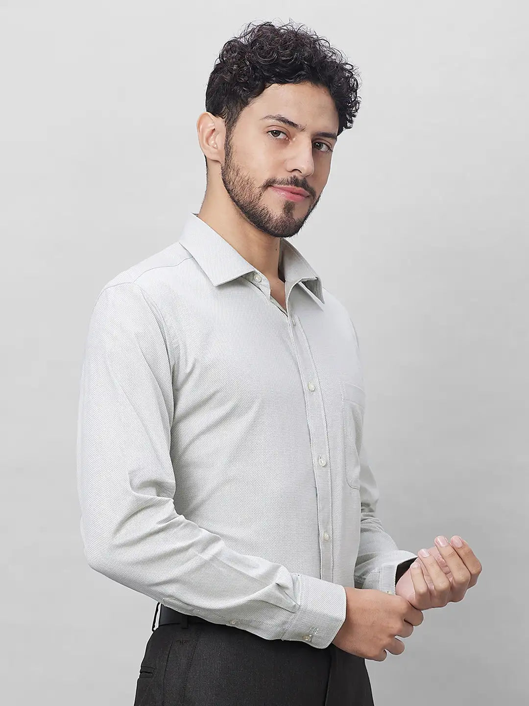 Raymond Men Petrol Structure Slim Fit Cotton Shirts