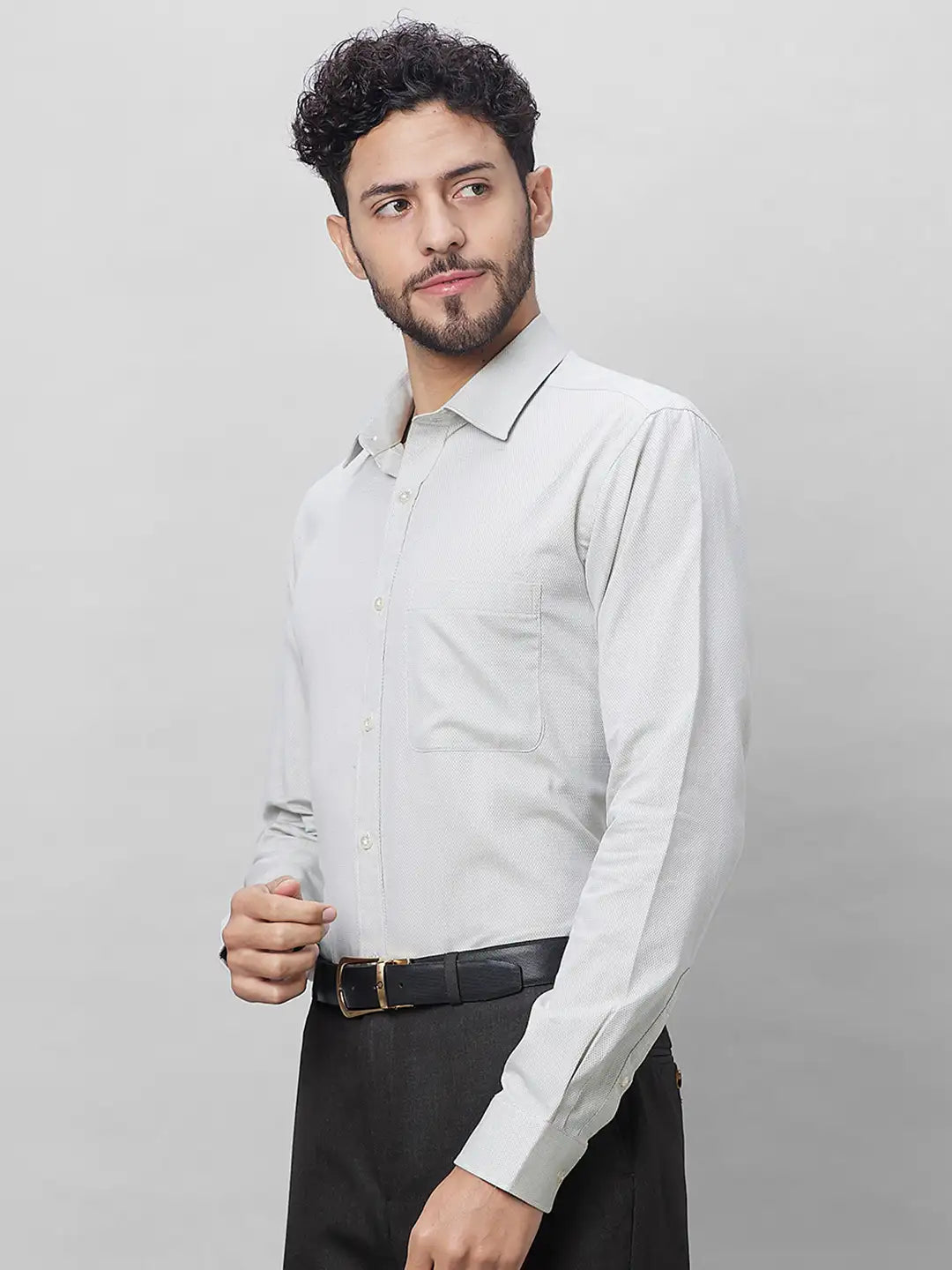 Raymond Men Petrol Structure Slim Fit Cotton Shirts