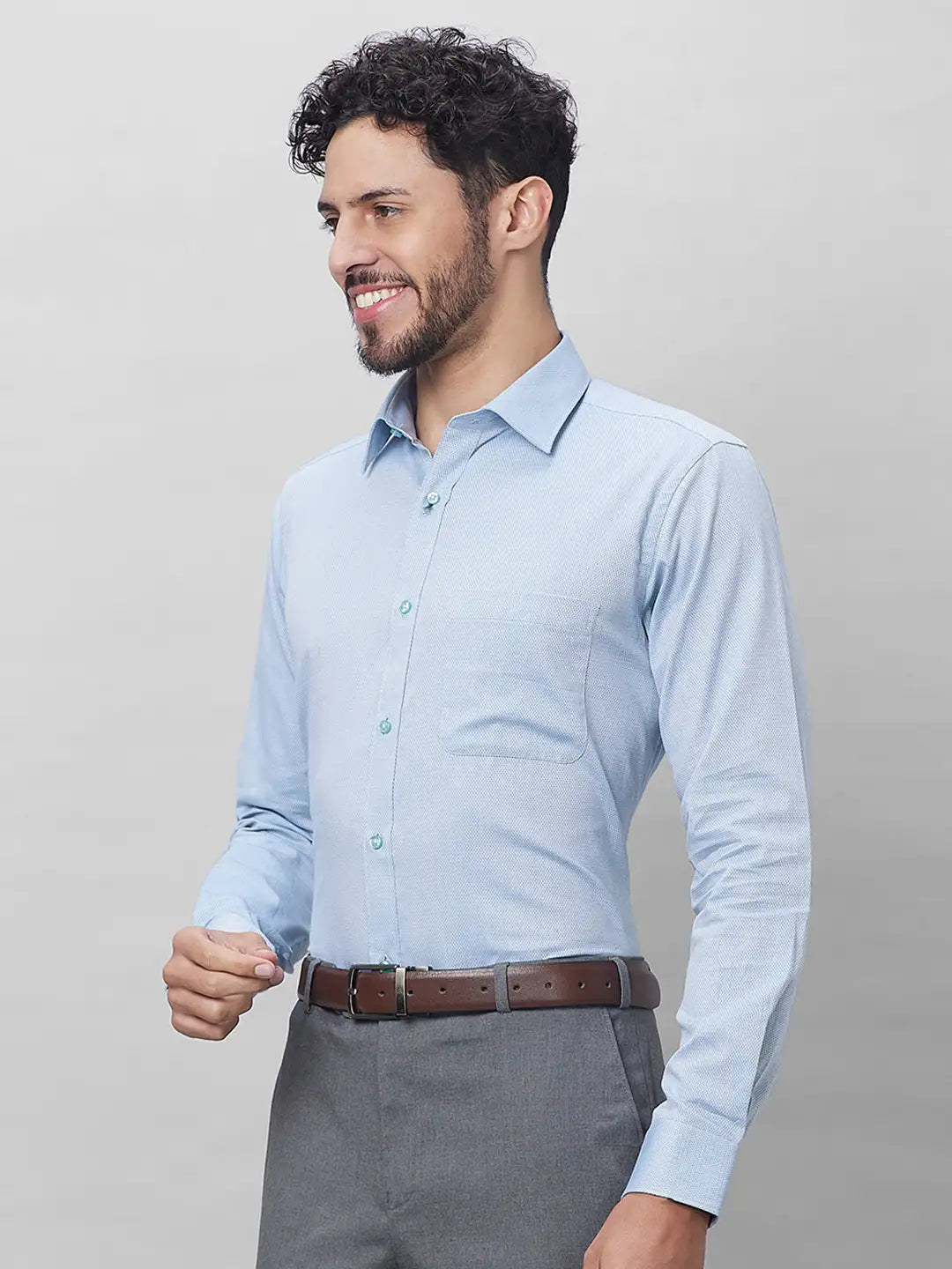 Raymond Men Violet Structure Slim Fit Cotton Shirts
