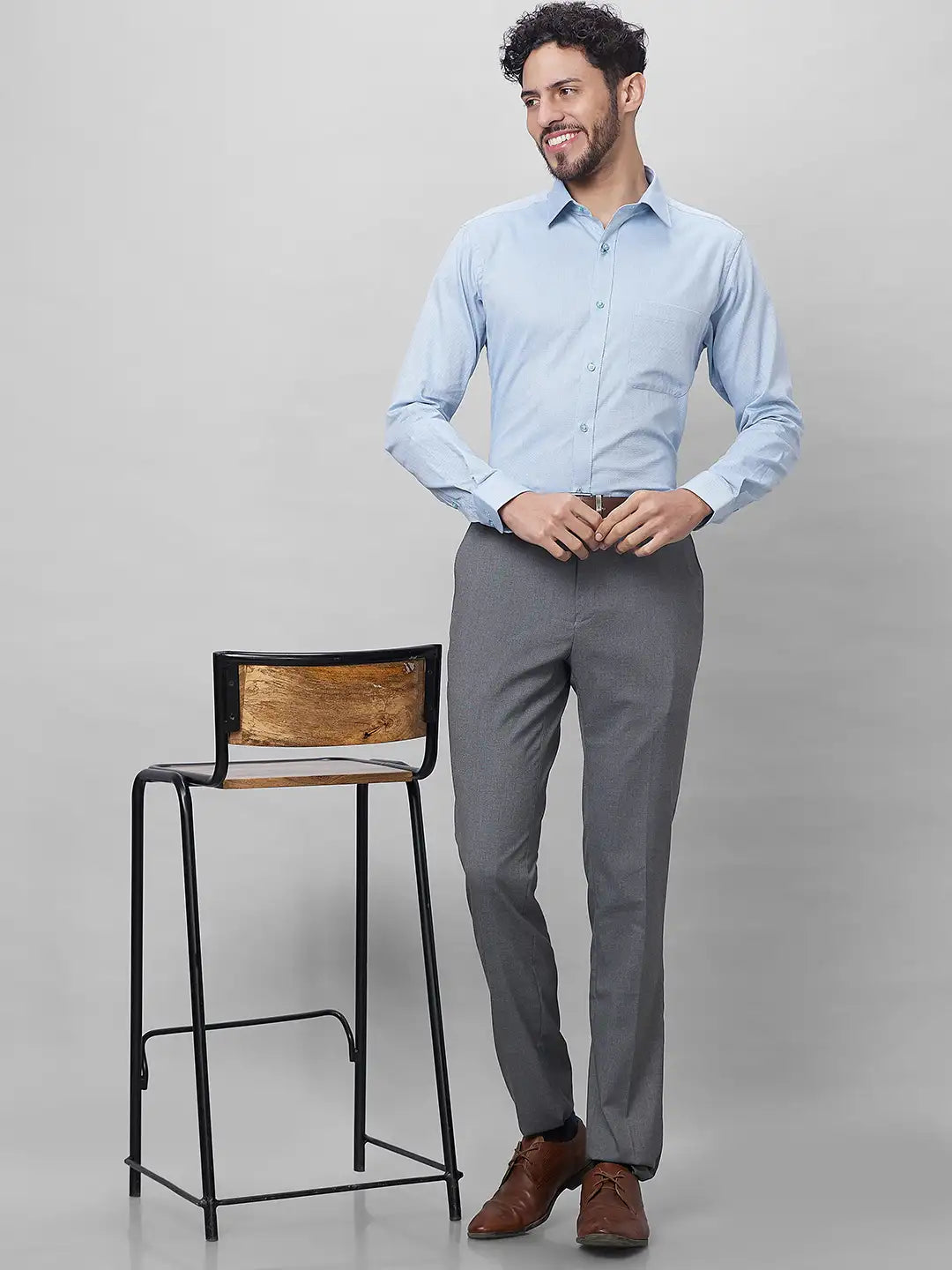 Raymond Men Violet Structure Slim Fit Cotton Shirts