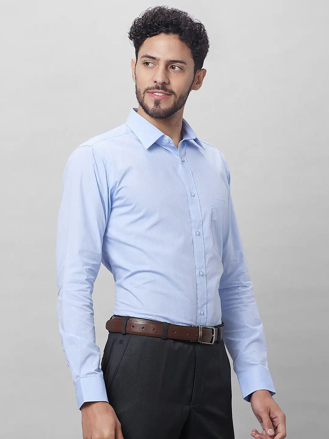 Raymond Men Red Structure Slim Fit Cotton Shirts