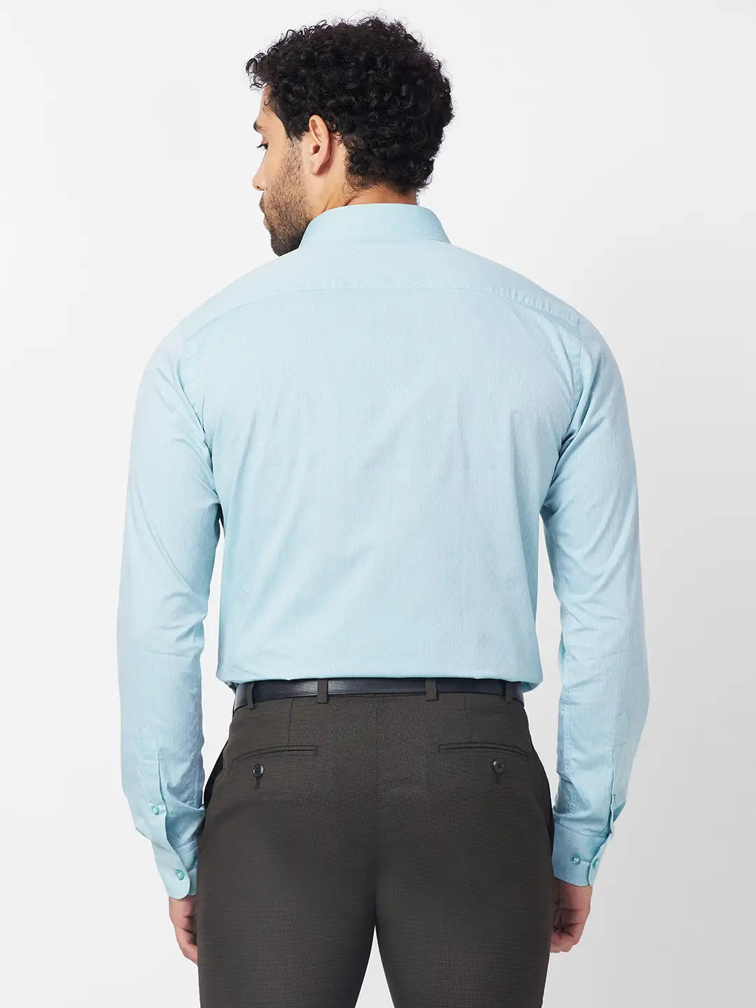 Raymond Men Blue Structure Slim Fit Cotton Shirt