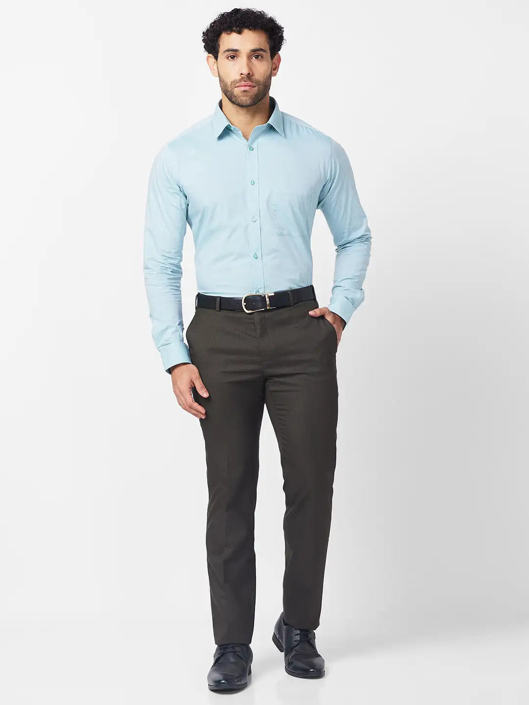 Raymond Men Blue Structure Slim Fit Cotton Shirt