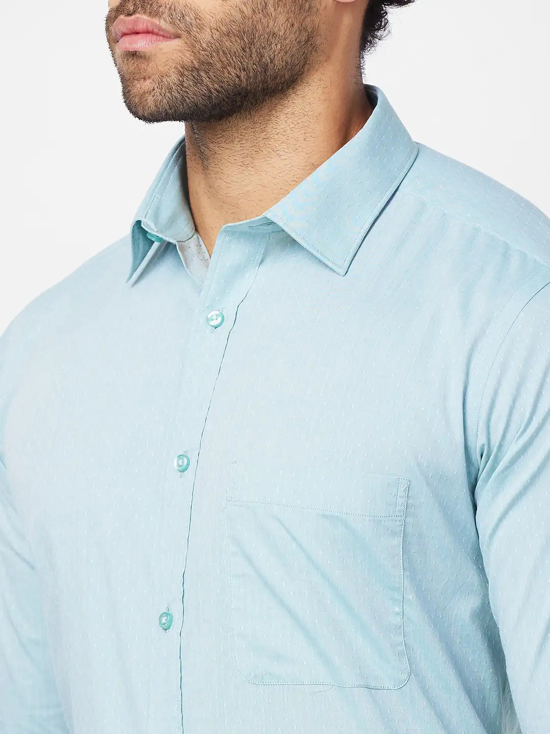 Raymond Men Blue Structure Slim Fit Cotton Shirt