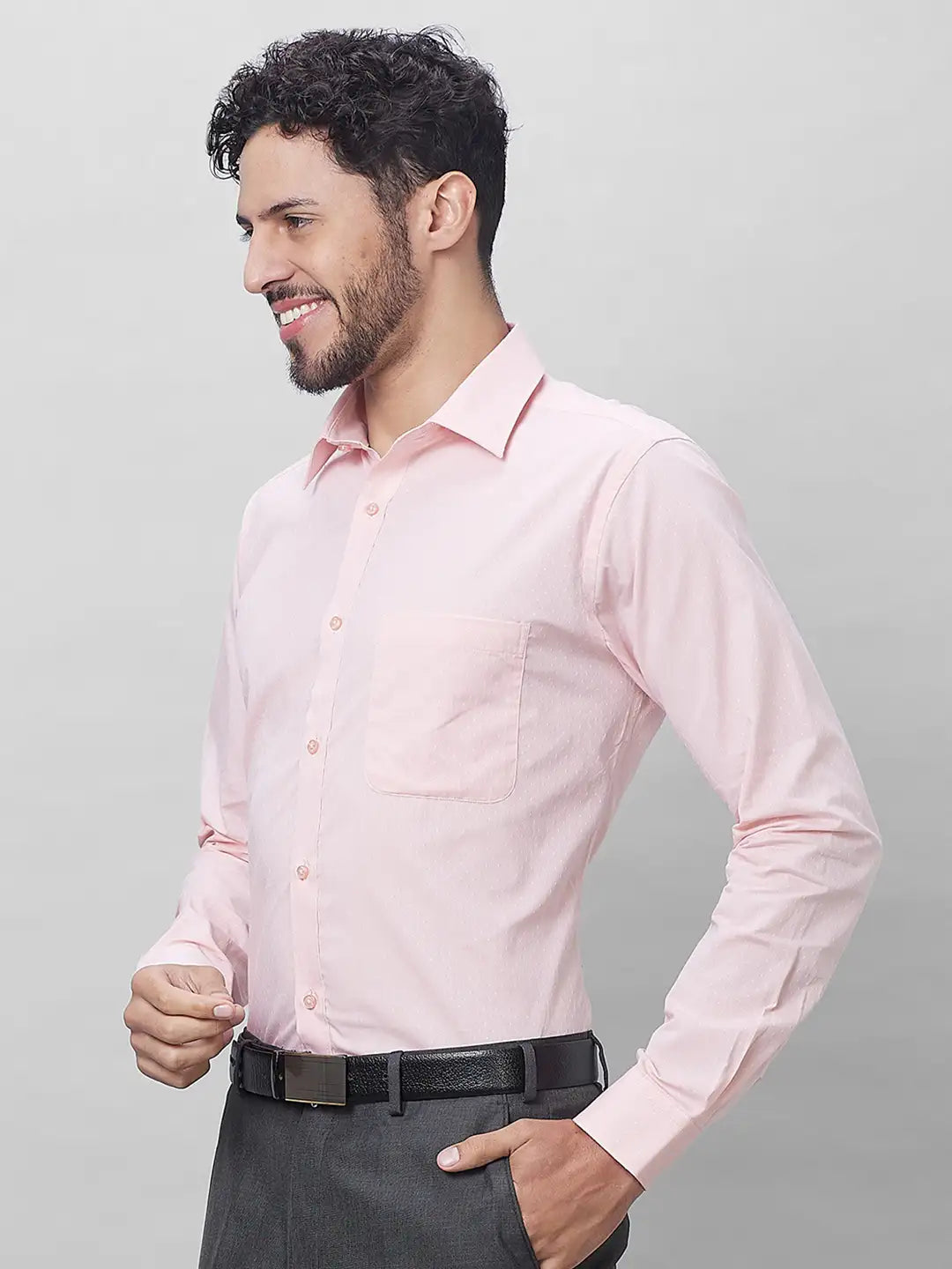 Raymond Men Yellow Structure Slim Fit Cotton Shirts
