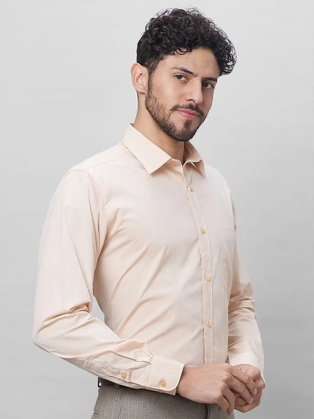 Raymond Men Red Structure Slim Fit Cotton Shirts