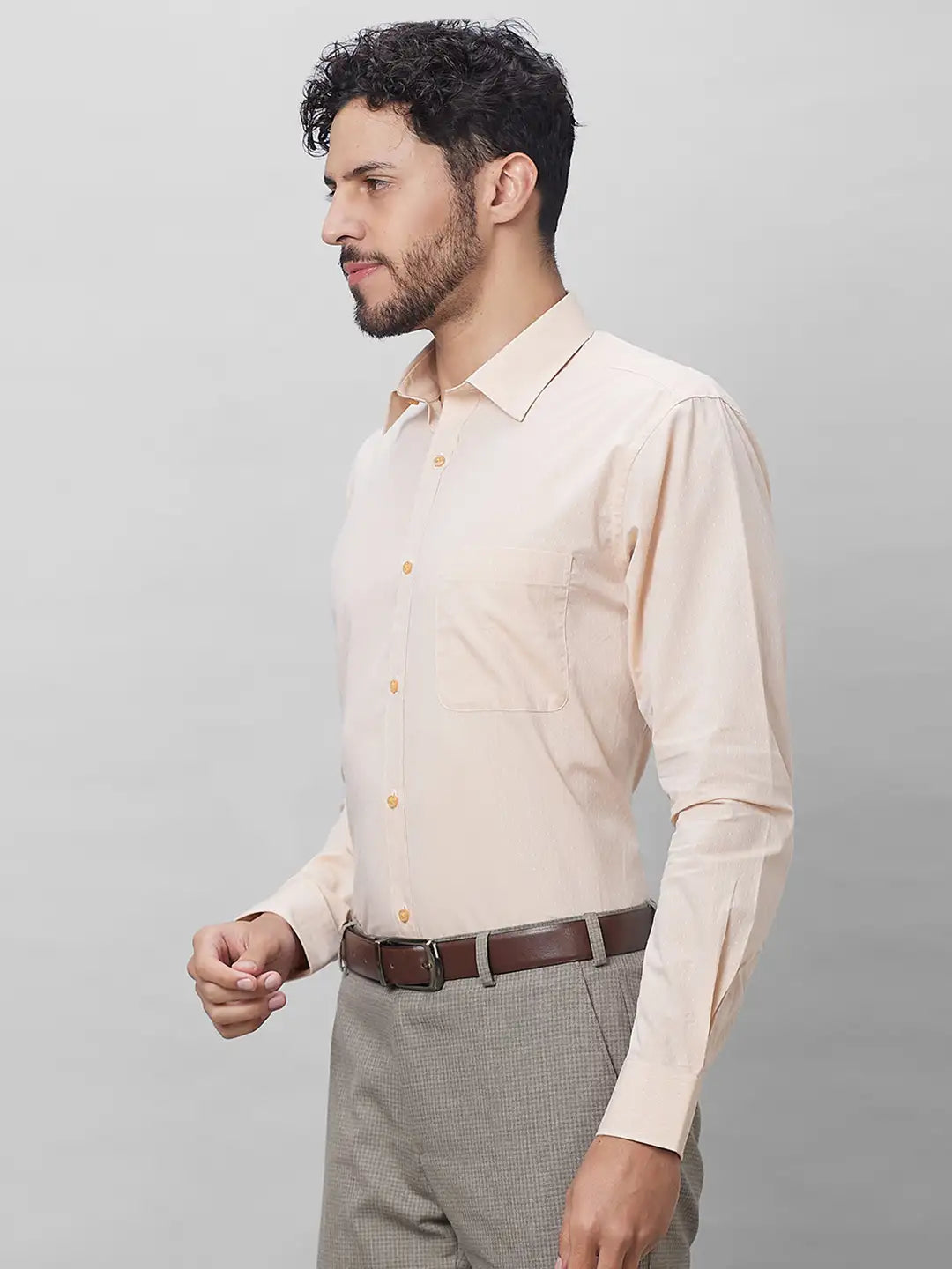Raymond Men Red Structure Slim Fit Cotton Shirts