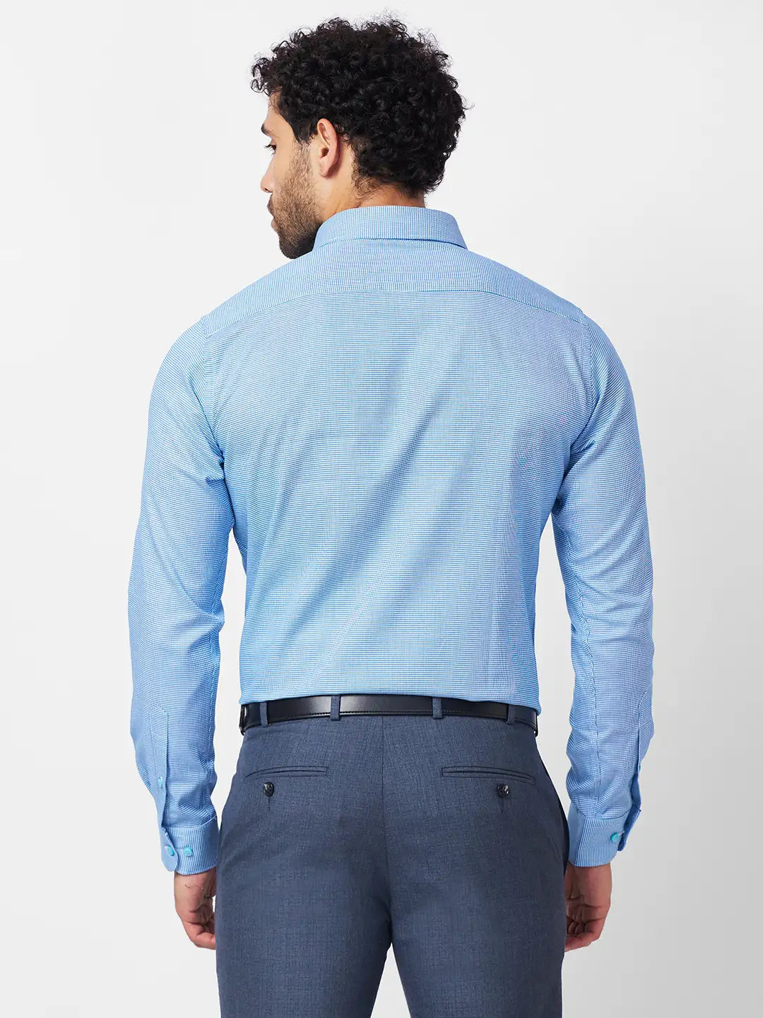 Raymond Men Blue Structure Slim Fit Cotton Shirt