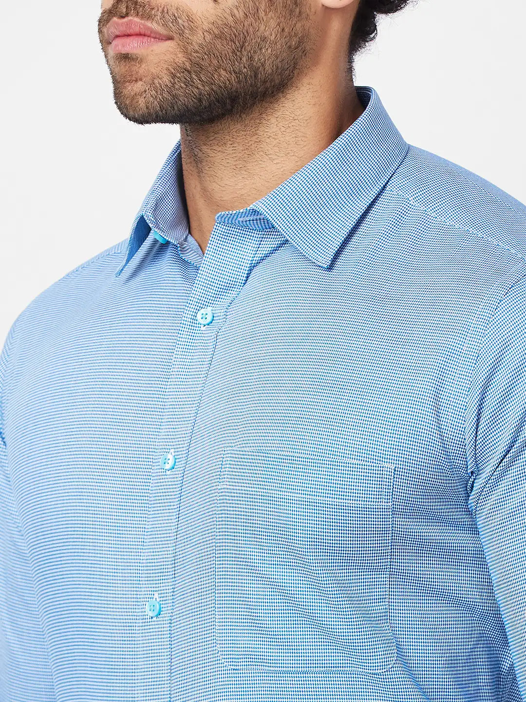 Raymond Men Blue Structure Slim Fit Cotton Shirt
