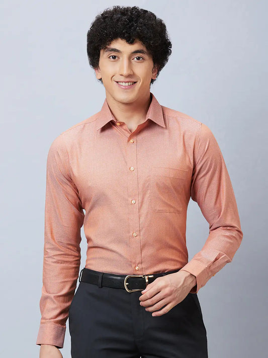 Raymond Men Yellow Structure Slim Fit Cotton Shirt