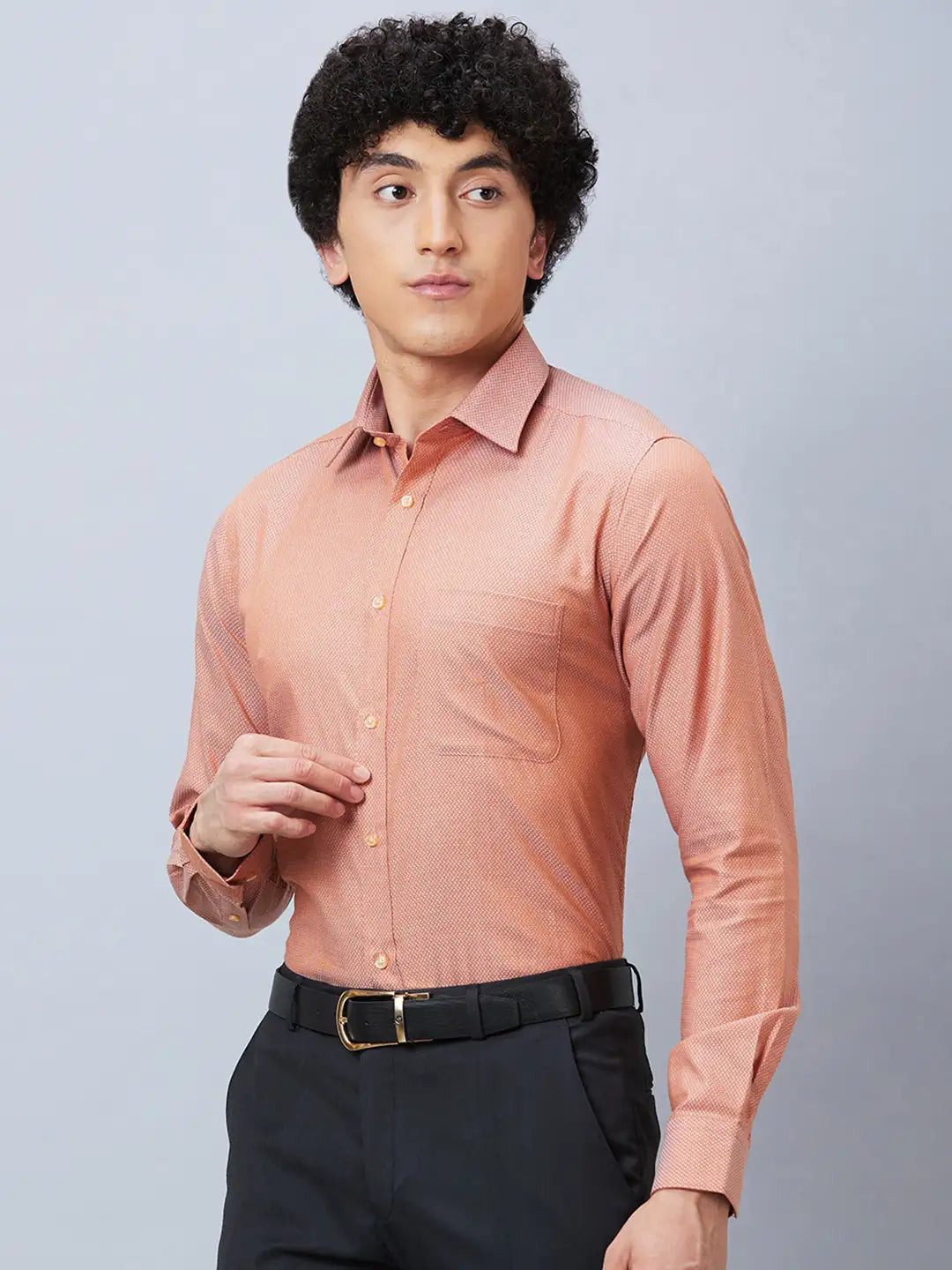 Raymond Men Yellow Structure Slim Fit Cotton Shirt
