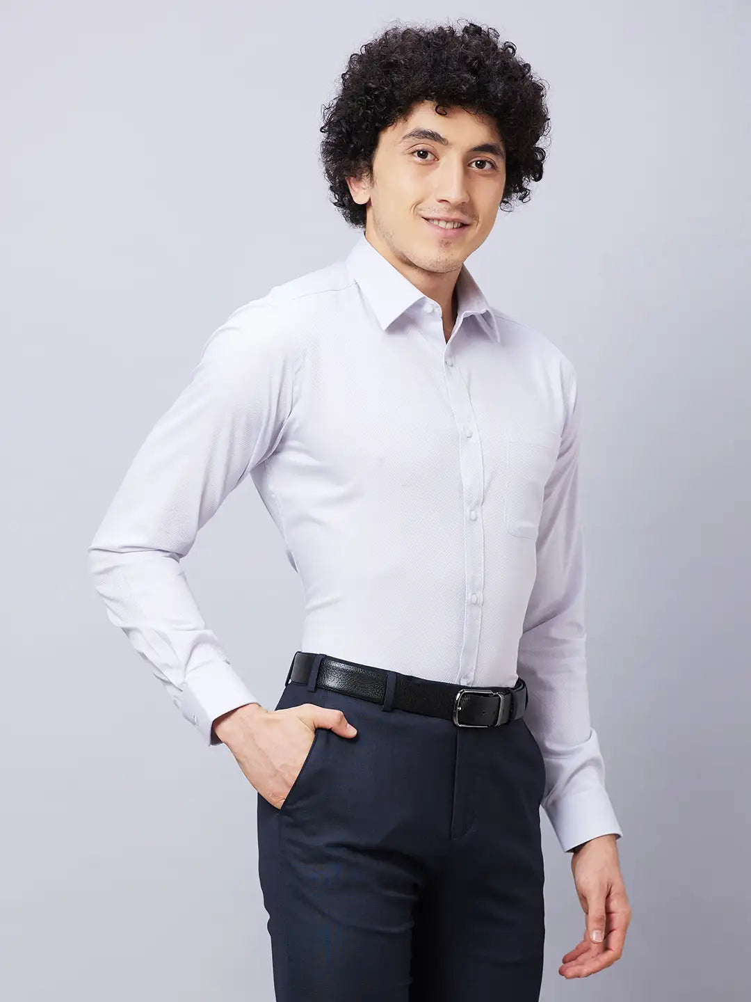 Raymond Men Blue Structure Slim Fit Cotton Shirt