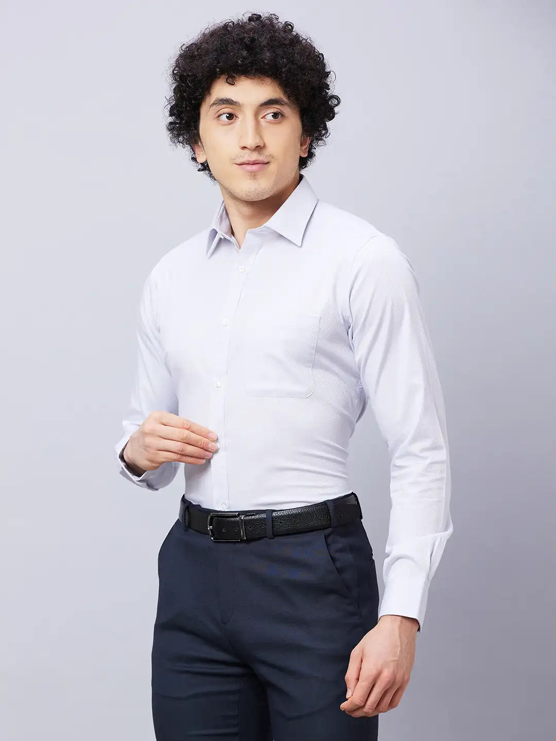 Raymond Men Blue Structure Slim Fit Cotton Shirt