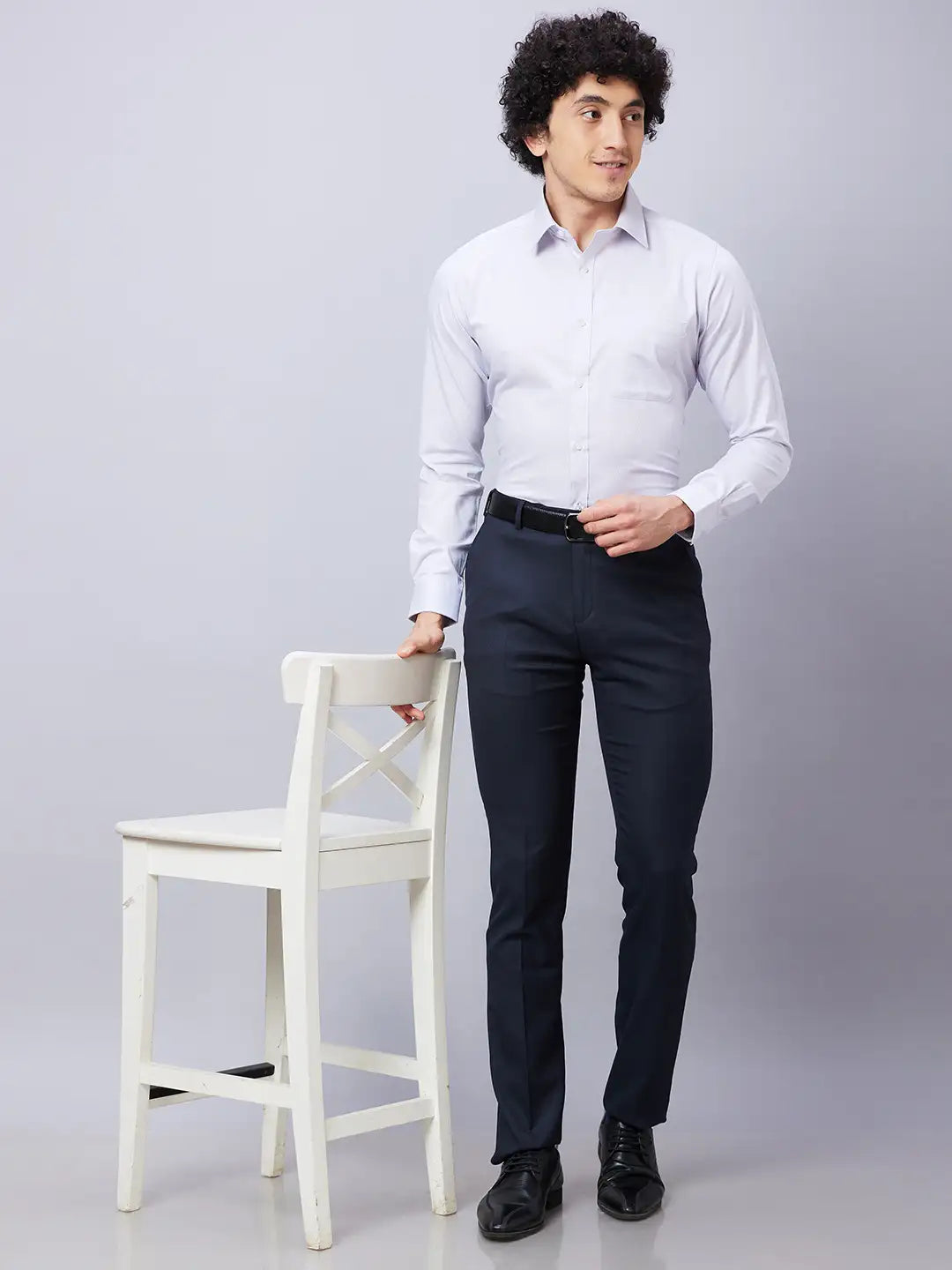 Raymond Men Blue Structure Slim Fit Cotton Shirt