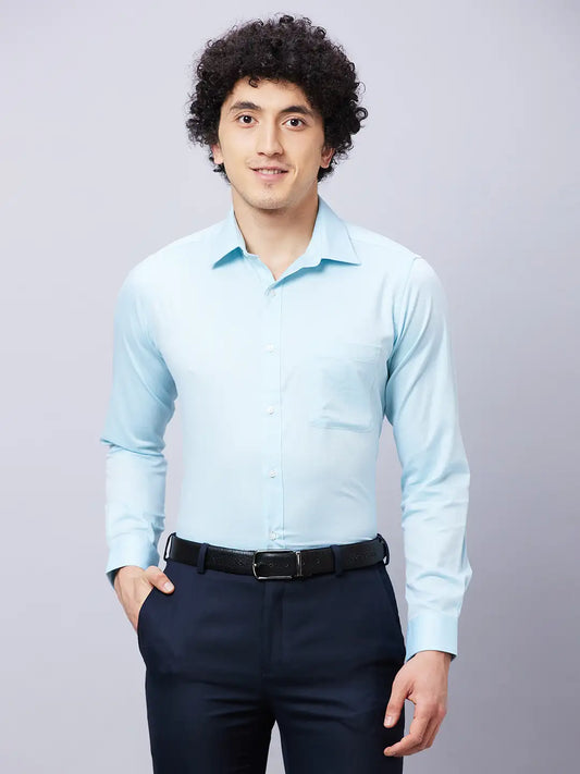 Raymond Men Violet Structure Slim Fit Cotton Shirt