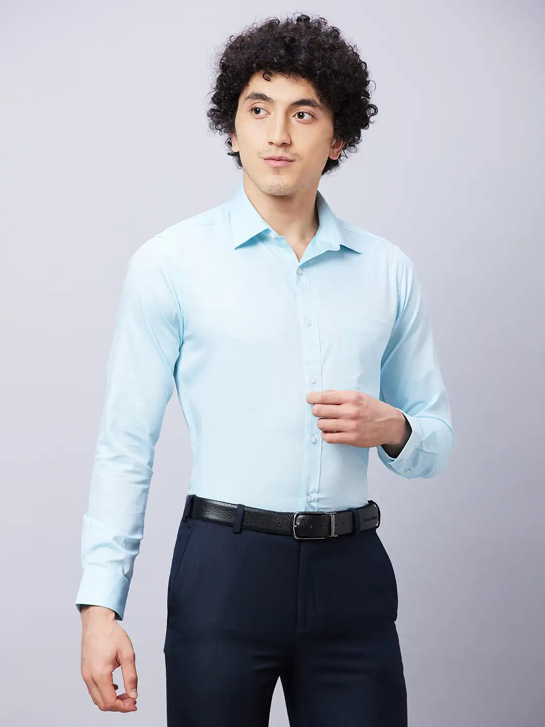 Raymond Men Violet Structure Slim Fit Cotton Shirt