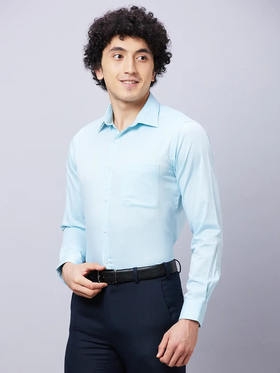 Raymond Men Violet Structure Slim Fit Cotton Shirt