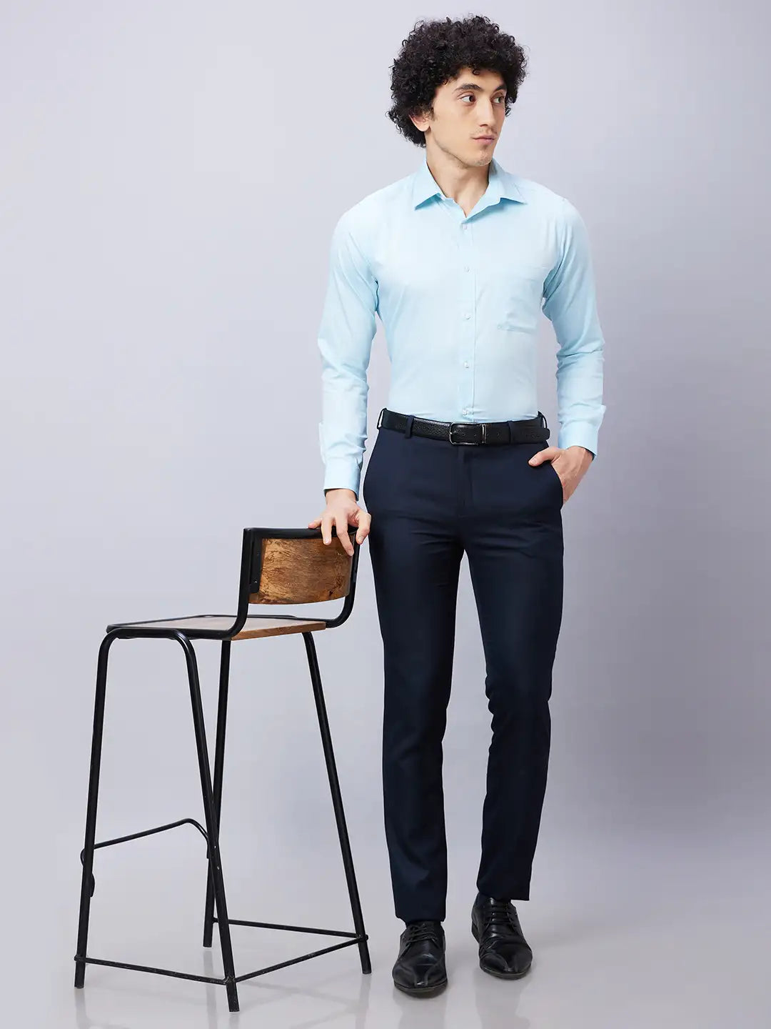 Raymond Men Violet Structure Slim Fit Cotton Shirt