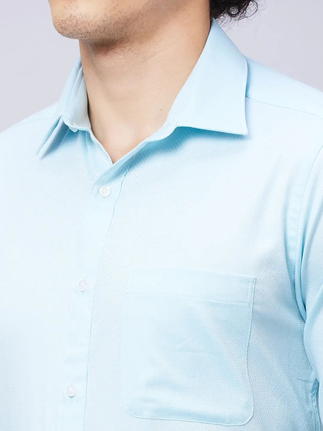 Raymond Men Violet Structure Slim Fit Cotton Shirt