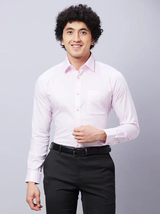Raymond Men Red Structure Slim Fit Cotton Shirts