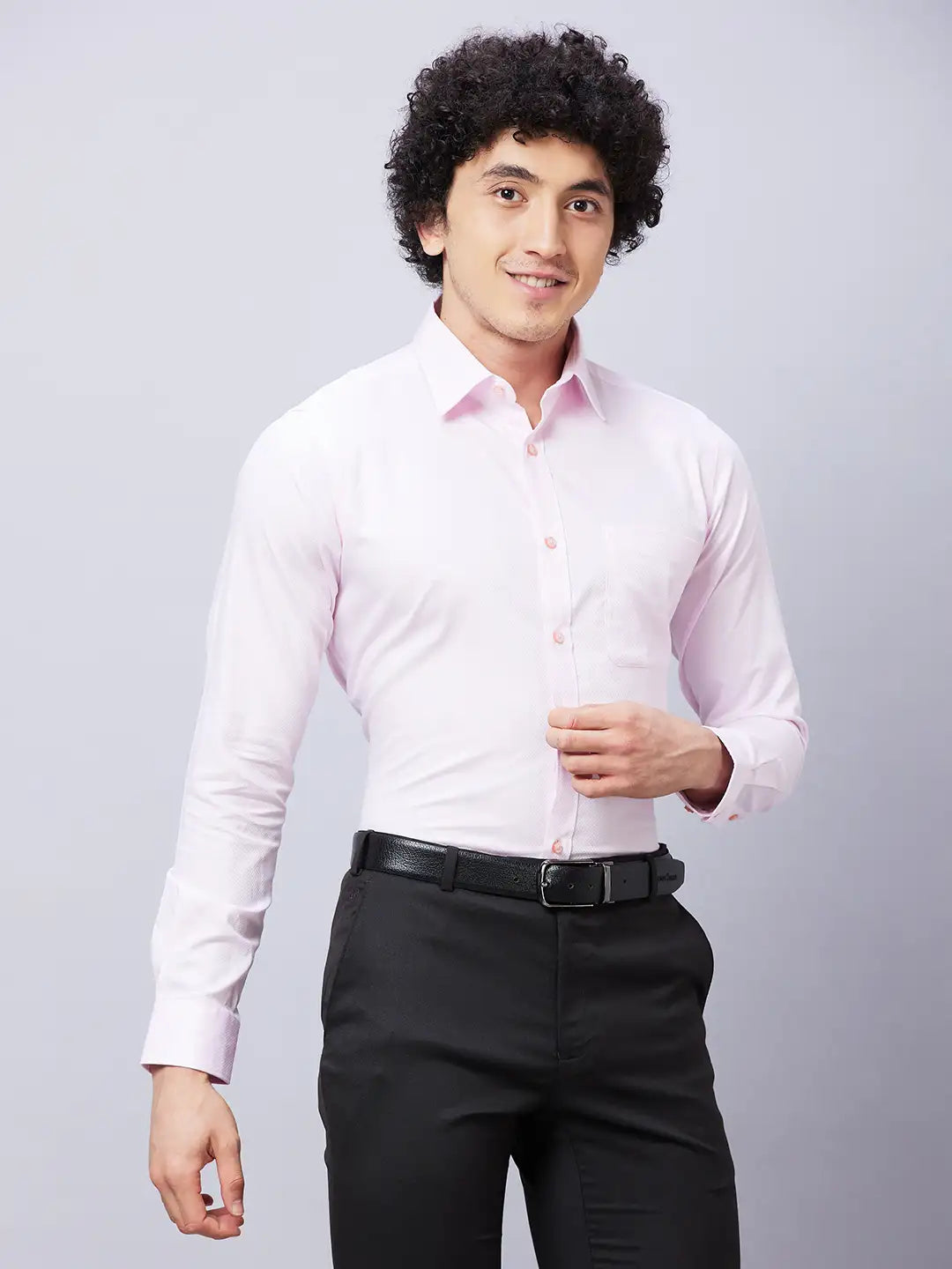 Raymond Men Red Structure Slim Fit Cotton Shirts