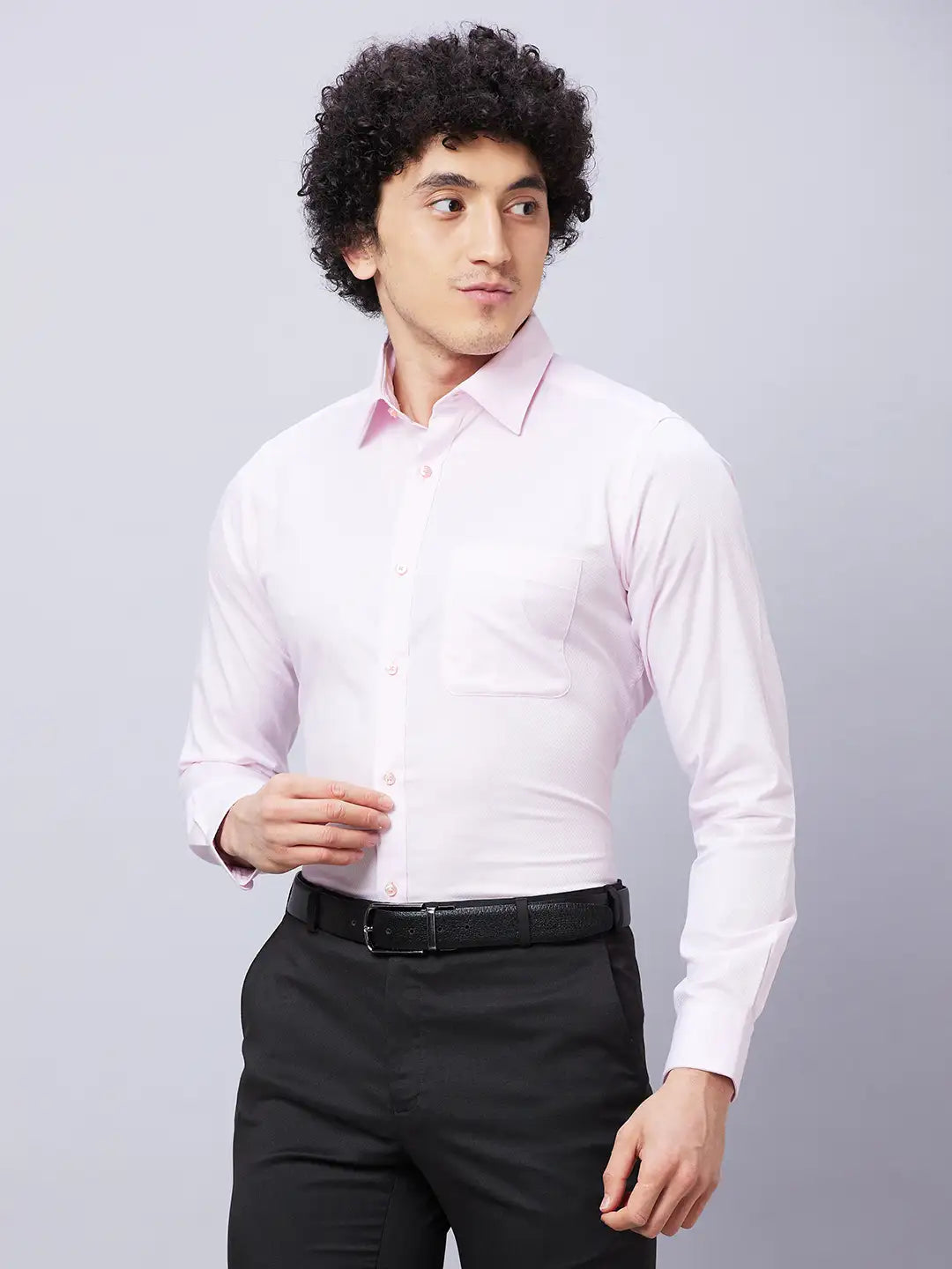 Raymond Men Red Structure Slim Fit Cotton Shirts