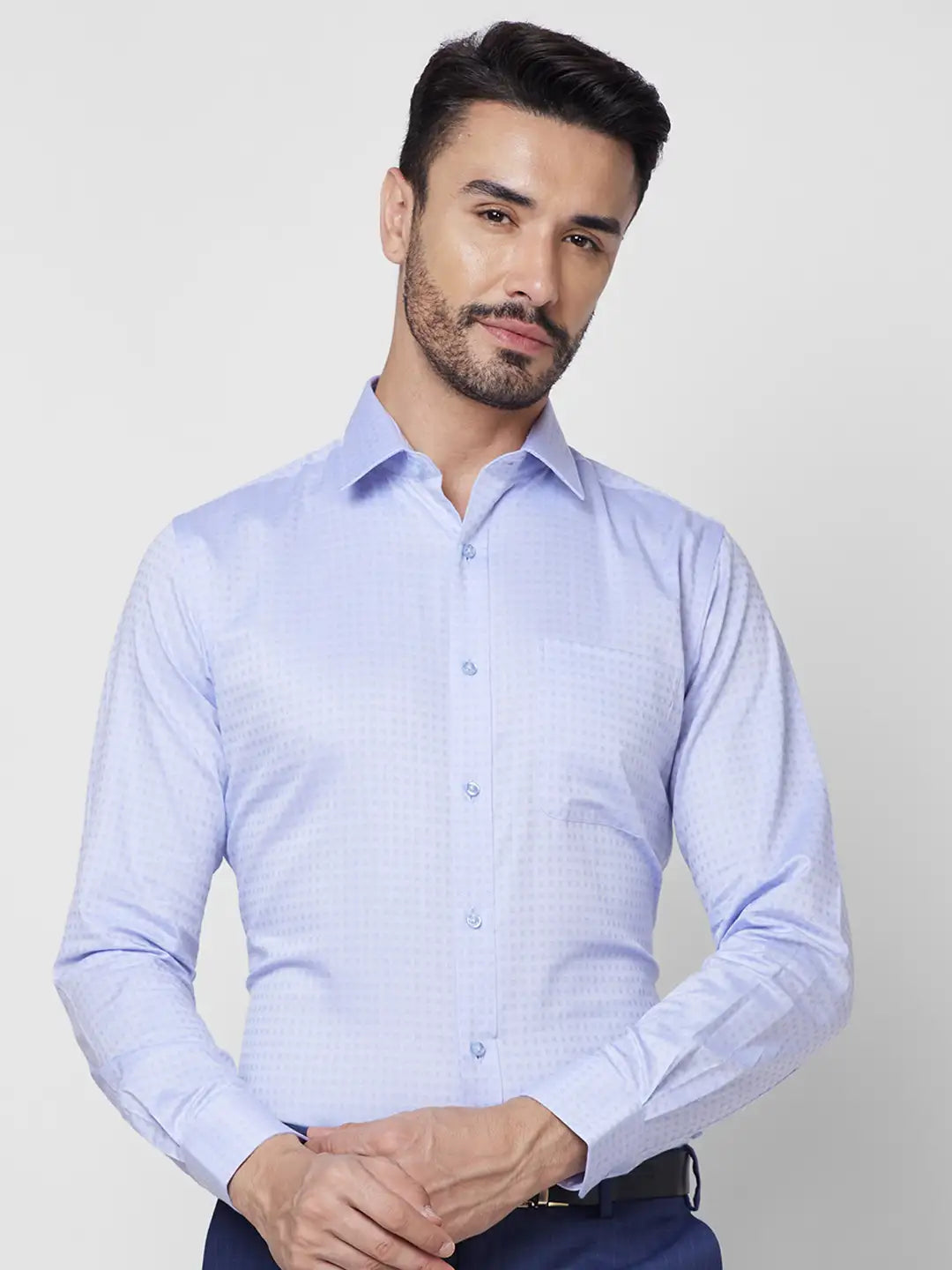 Raymond Men Blue Structure Slim Fit Cotton Shirt