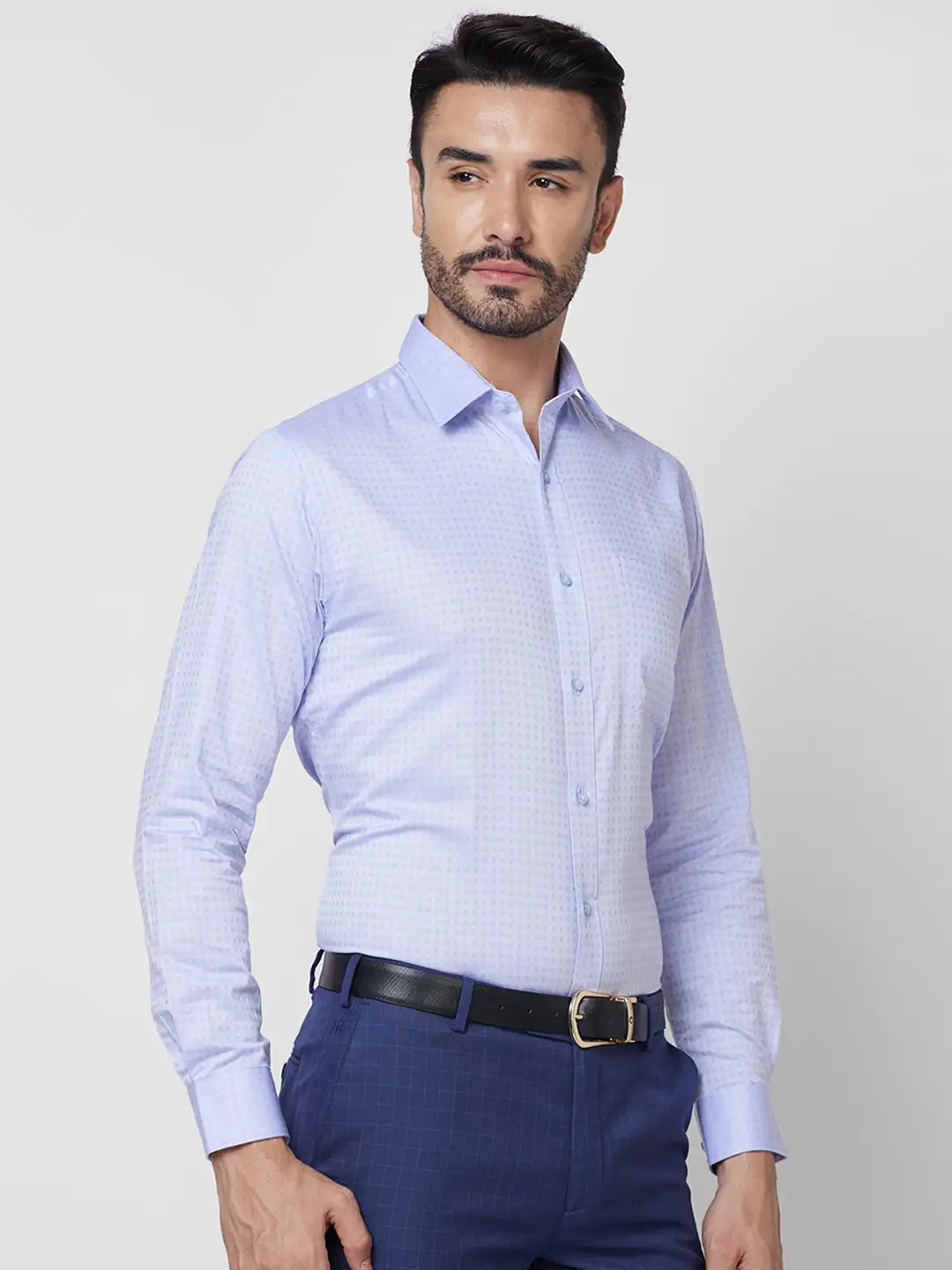 Raymond Men Blue Structure Slim Fit Cotton Shirt
