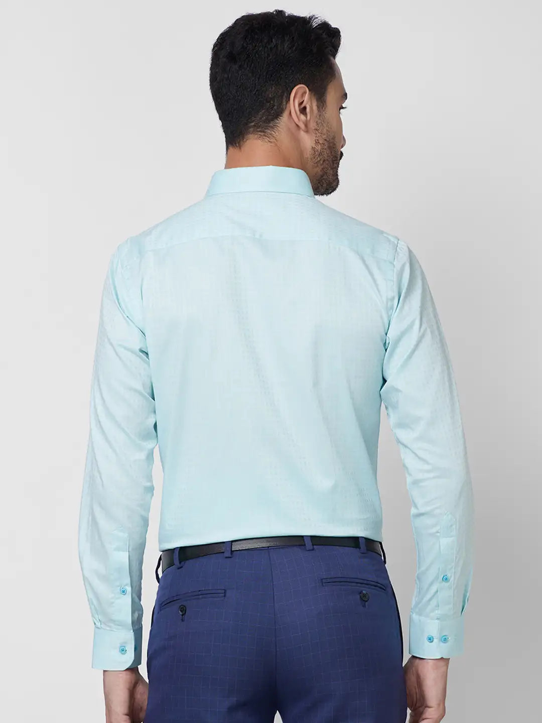 Raymond Men Blue Structure Slim Fit Cotton Shirt