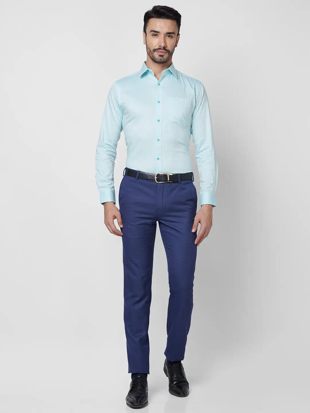 Raymond Men Blue Structure Slim Fit Cotton Shirt