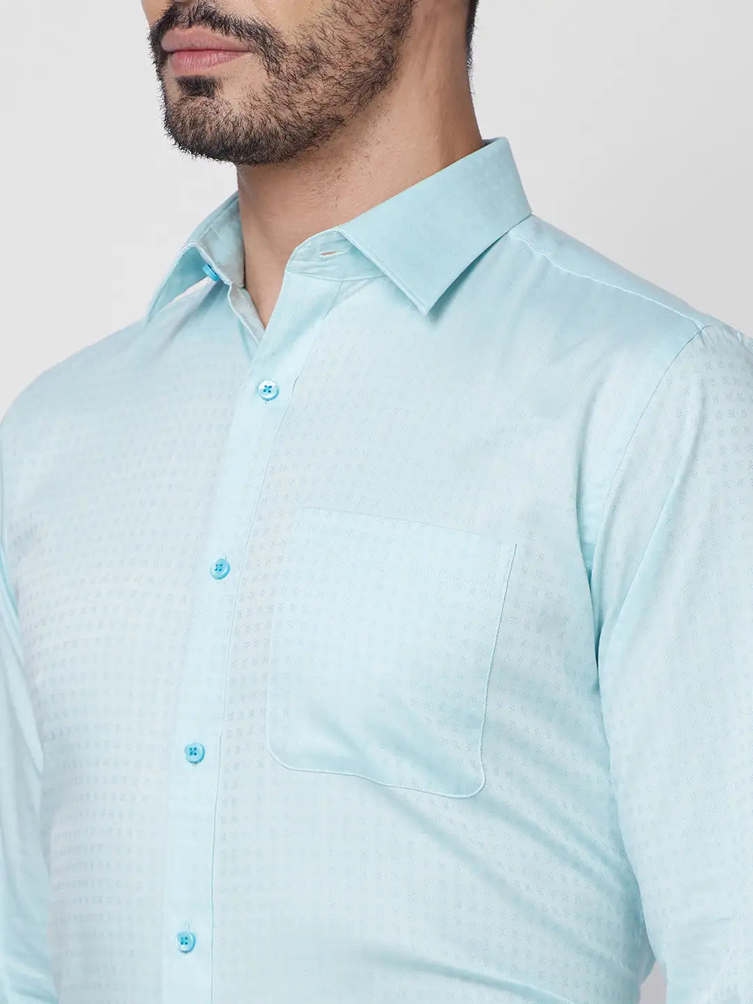 Raymond Men Blue Structure Slim Fit Cotton Shirt