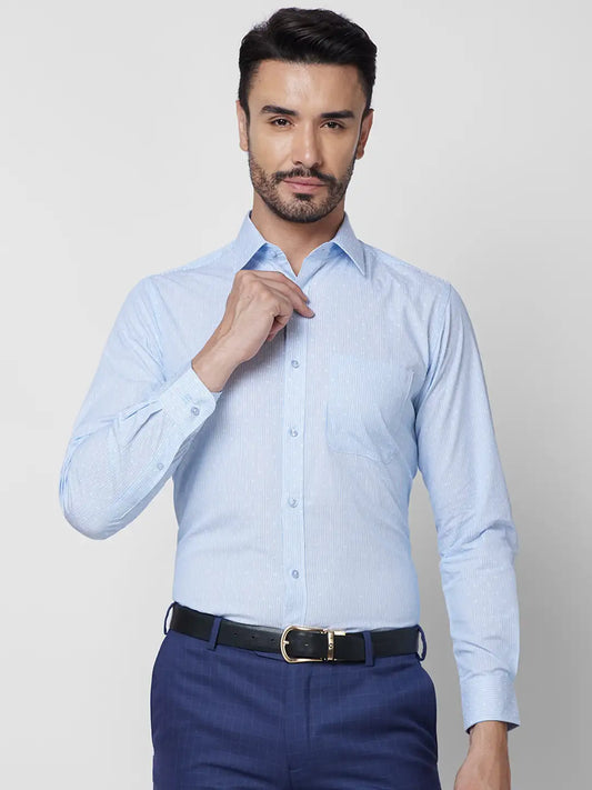 Raymond Men Blue Structure Slim Fit Cotton Shirt