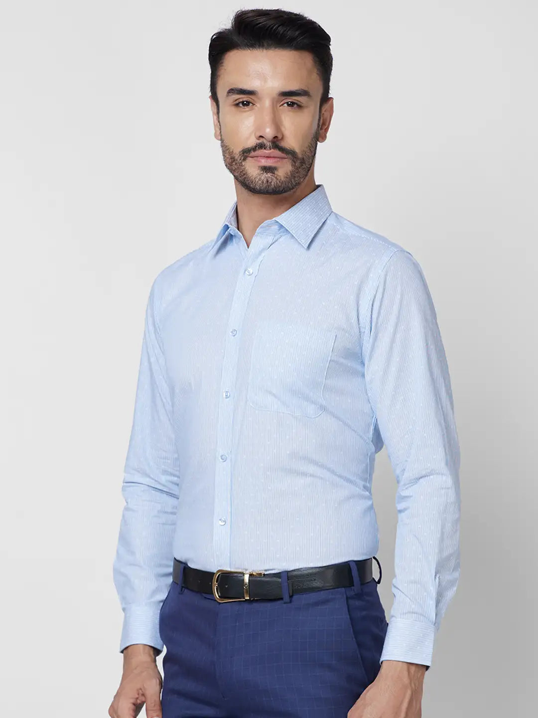 Raymond Men Blue Structure Slim Fit Cotton Shirt