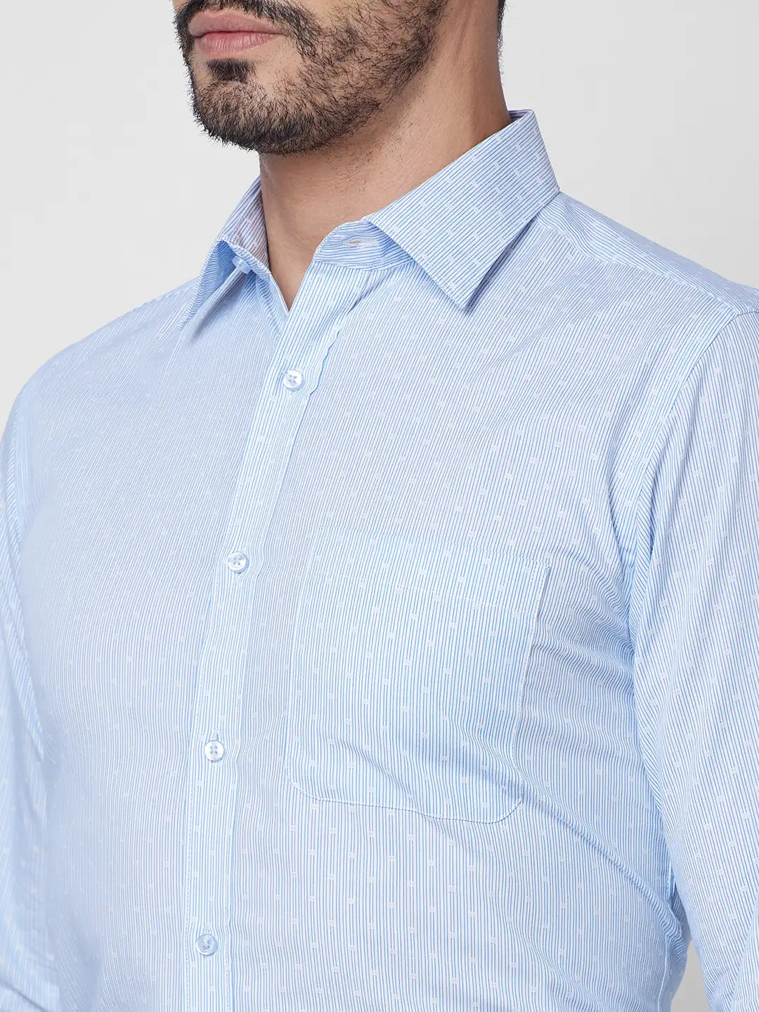 Raymond Men Blue Structure Slim Fit Cotton Shirt