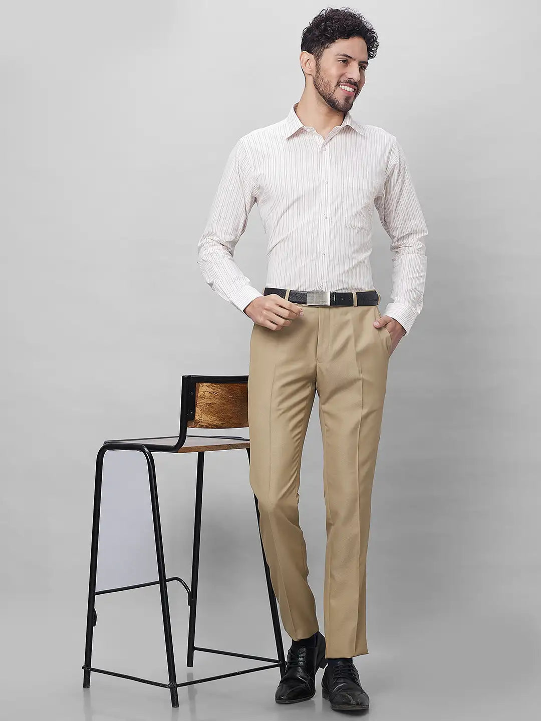 Raymond Men Maroon Structure Slim Fit Cotton Shirts