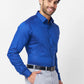 Raymond Men Blue Structure Slim Fit Cotton Shirt