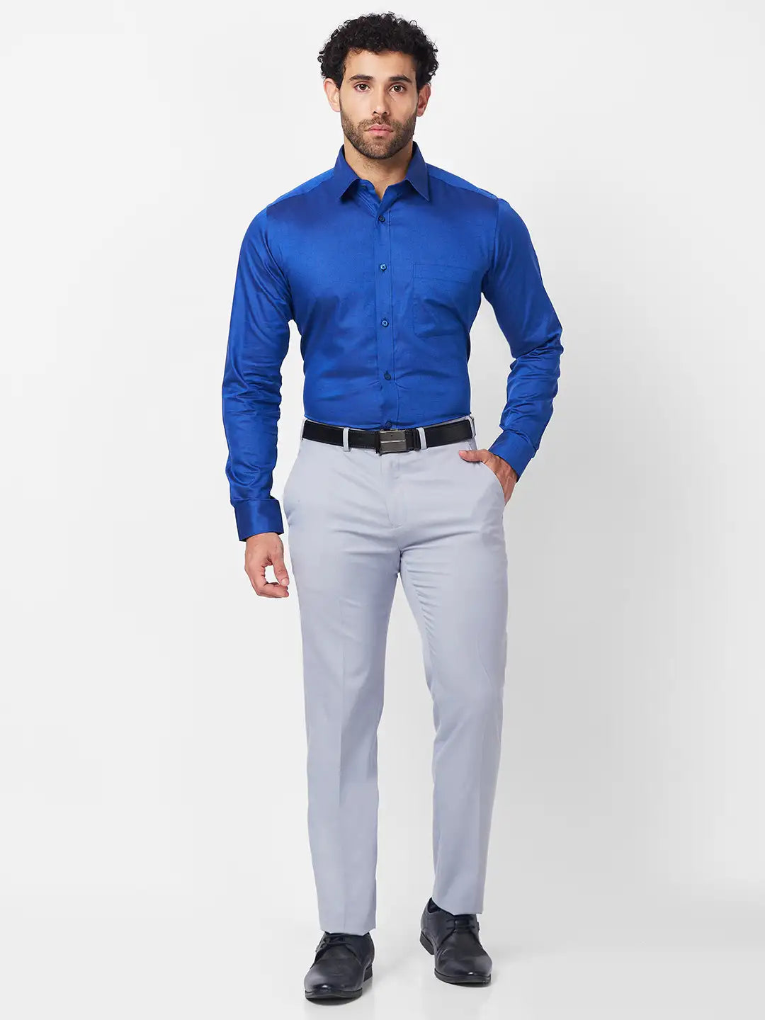 Raymond Men Blue Structure Slim Fit Cotton Shirt