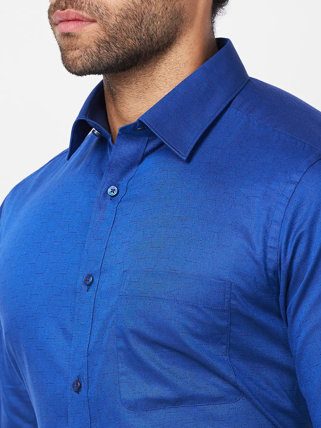 Raymond Men Blue Structure Slim Fit Cotton Shirt