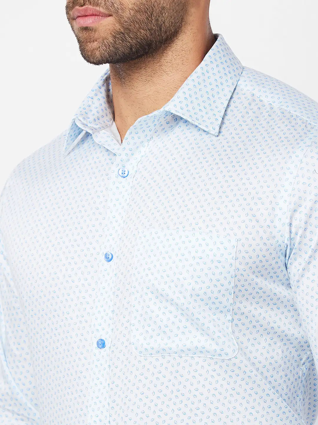 Raymond Men Blue Structure Slim Fit Cotton Shirt