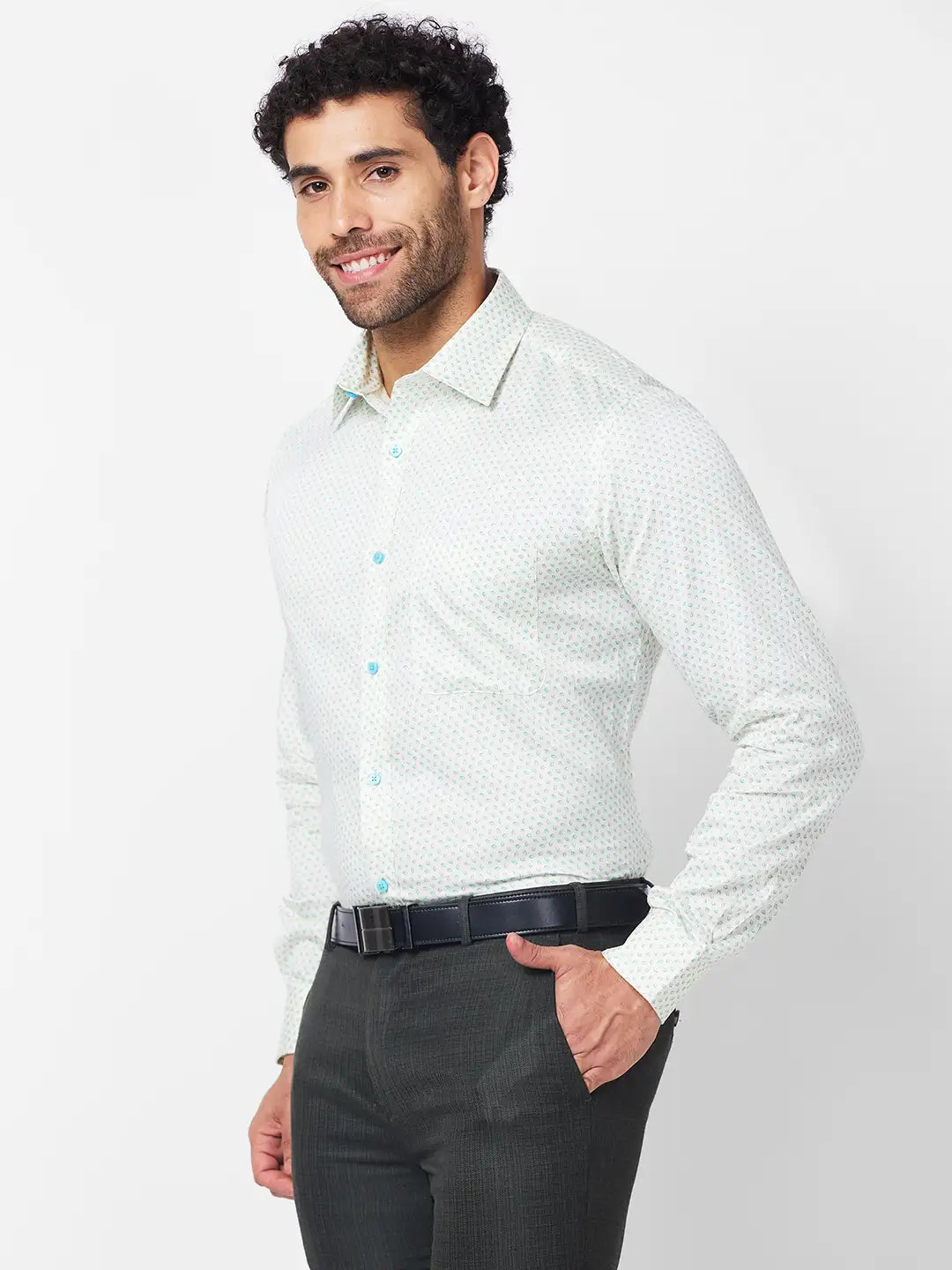 Raymond Men Red Structure Slim Fit Cotton Shirt