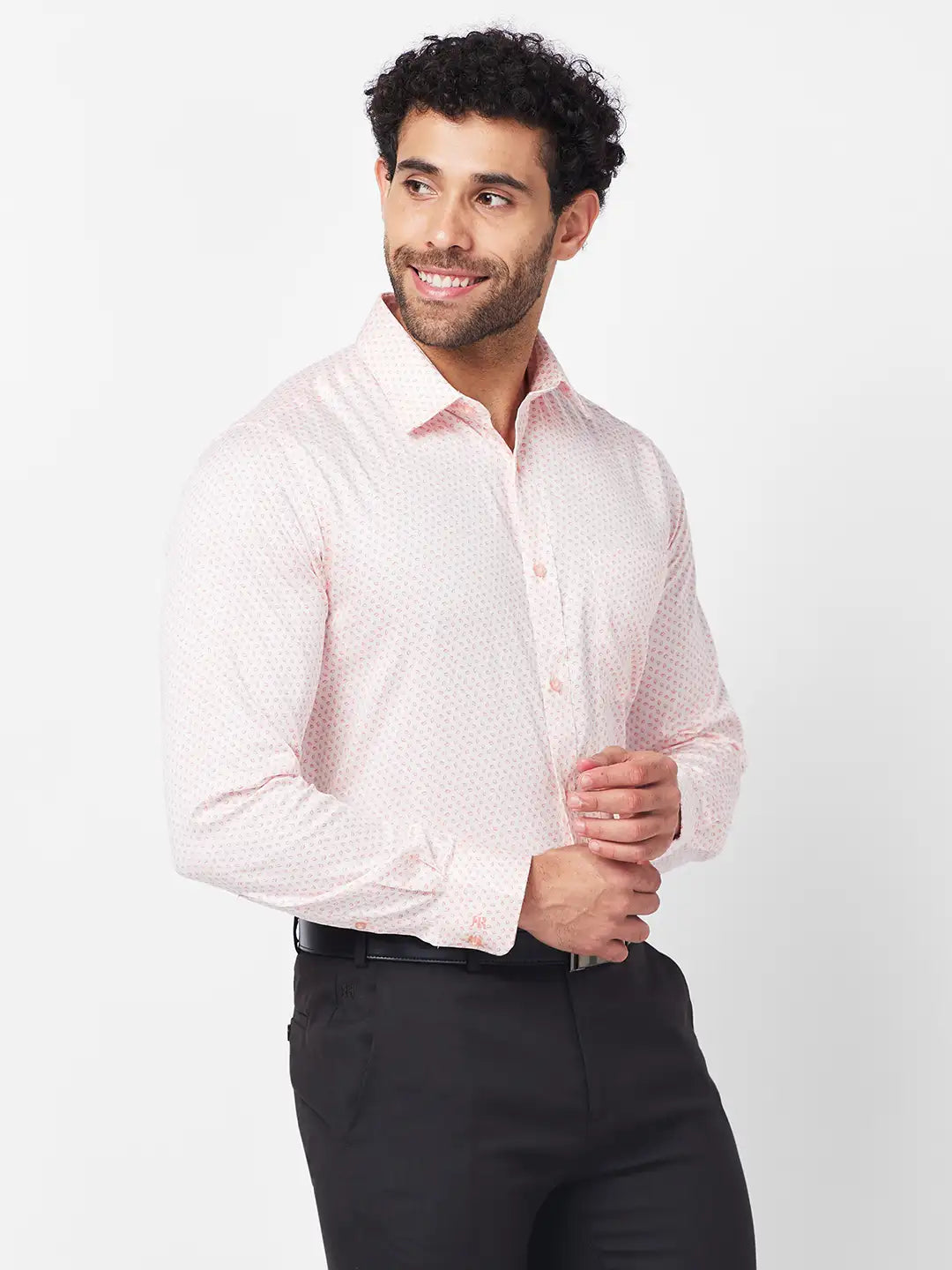 Raymond Men Grey Structure Slim Fit Cotton Shirt