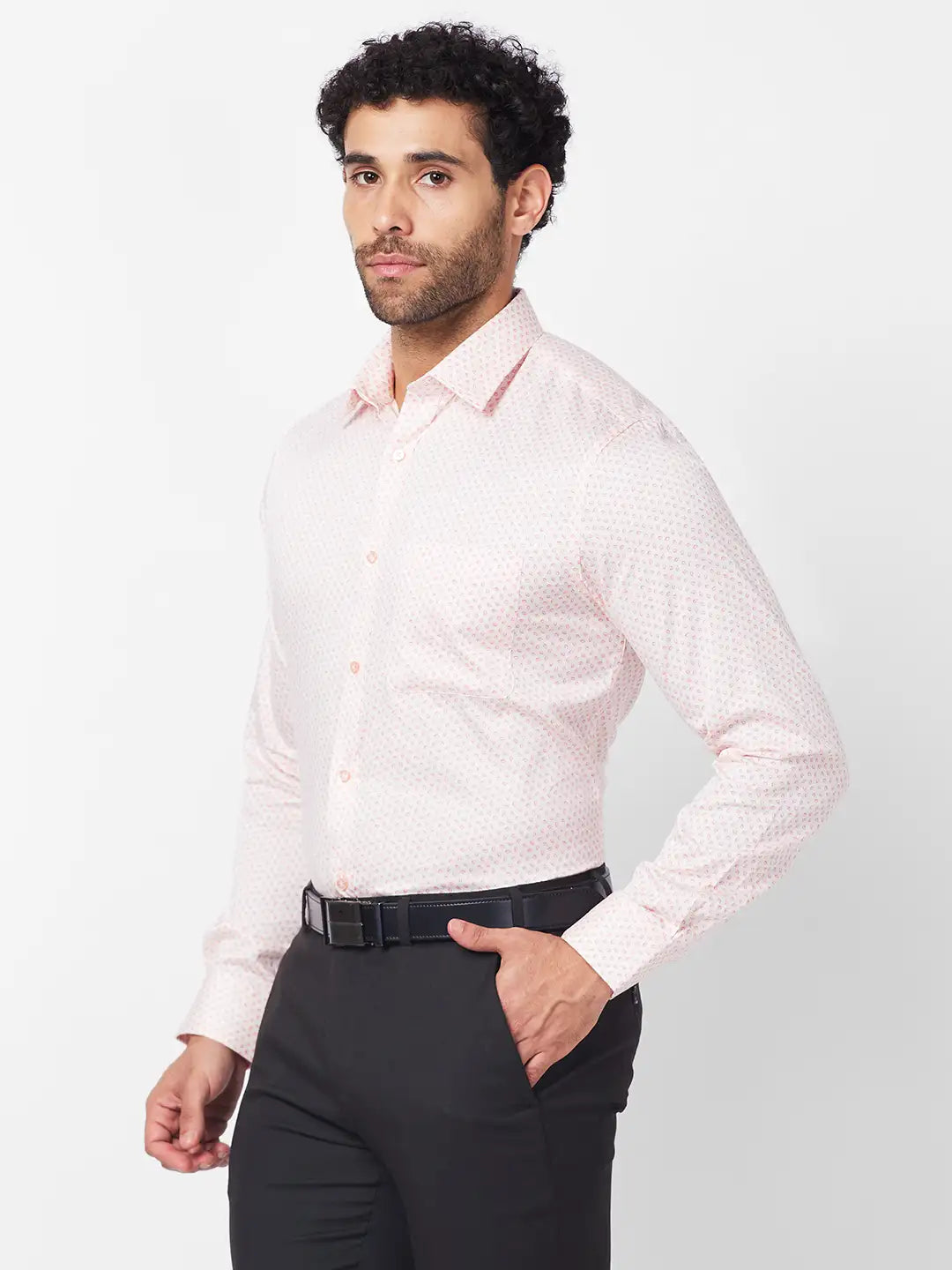 Raymond Men Grey Structure Slim Fit Cotton Shirt