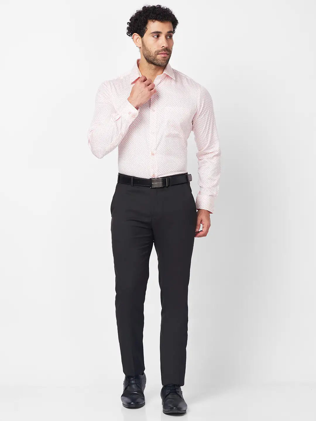 Raymond Men Grey Structure Slim Fit Cotton Shirt