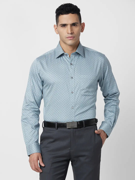 Raymond Men Blue Structure Slim Fit Cotton Shirt