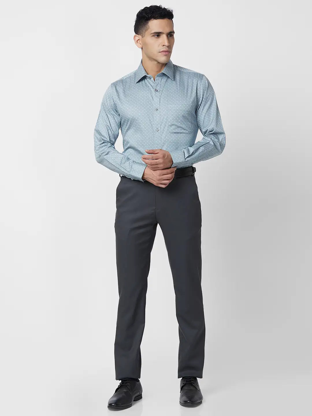 Raymond Men Blue Structure Slim Fit Cotton Shirt